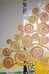 Baum gelb: Acryl, Spachtel, Art-metall  50 x 100 cm