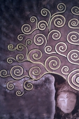 Baum violett: Acryl, Spachtel 120 x  80 cm